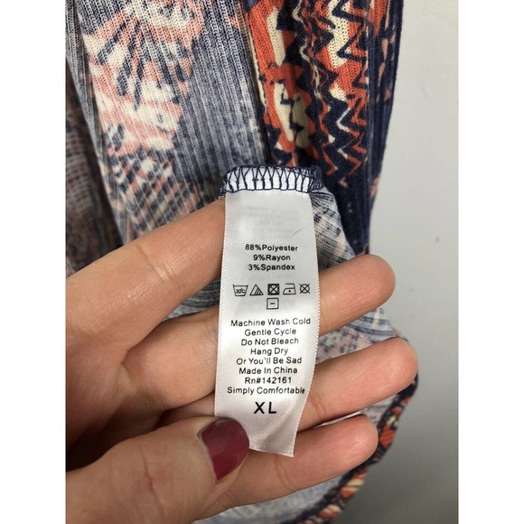 Lularoe Sarah XL Duster Blue Peach Orange Aztec Tribal Ribbed Knit Cardigan - Picture 7 of 8